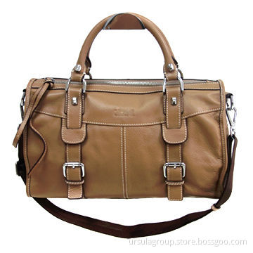 PVC shoulder bag with two handle and S/S, two belts to connect handle on front, tassel zip puller